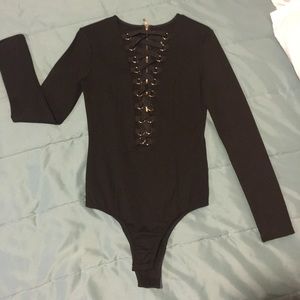 Sexy long sleeve caged bodysuit